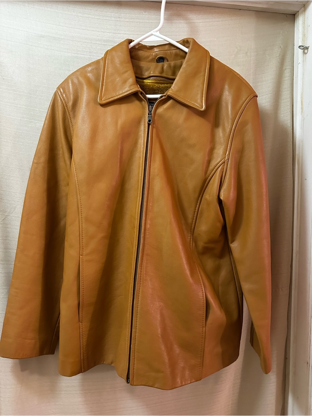 Vintage Ital Leather Womens Genuine Leather Coat 80s 90s Retro Zip Liner